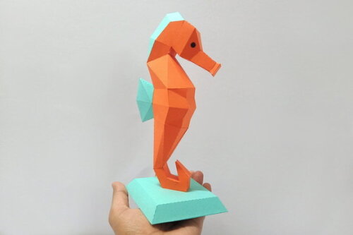 Cavalo Marinho - Arquivo de Corte Low Poly 3d (em Pdf, Svg)