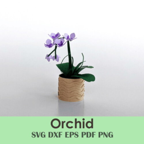 Orquídea Planta 16 Miniatura 3d Dollhouse Dxf Eps pdf Svg