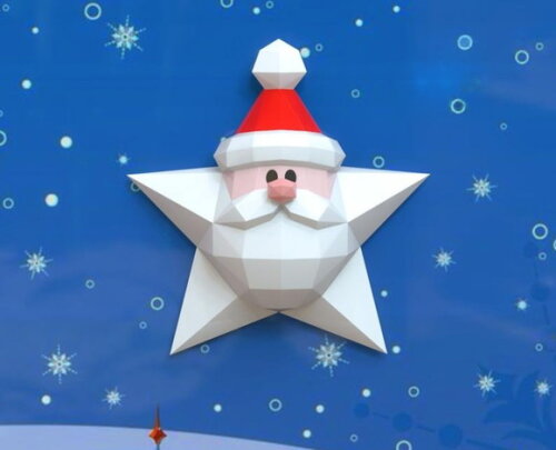 Papai Noel de Parede - Arquivo de Corte Low Poly 3d (em Pdf)