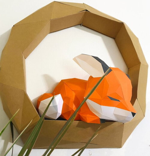 Raposa 3d Arquivo de Corte Low Poly Silhouette pdf Svg
