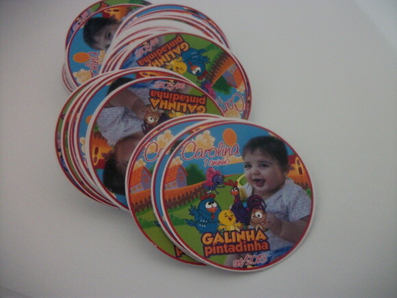 Adesivos Latinha galinha pintadinha