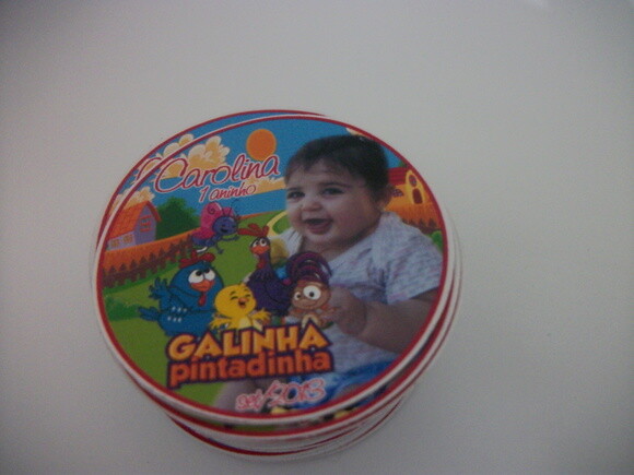 Adesivos Latinha galinha pintadinha