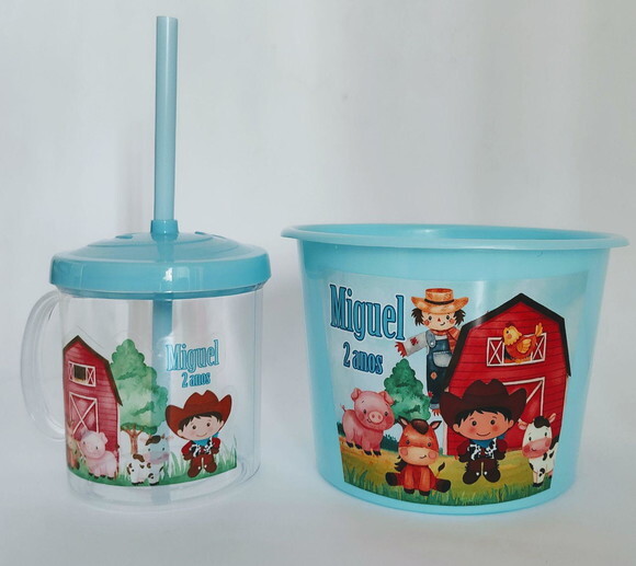 Balde de Pipoca e Copo Personalizados