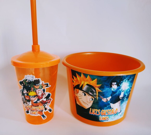 Balde de Pipoca e Copo Personalizados