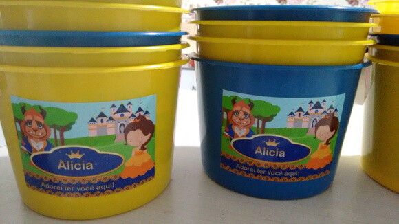 Balde de Pipoca Personalizado a Bela e a Fera Baby