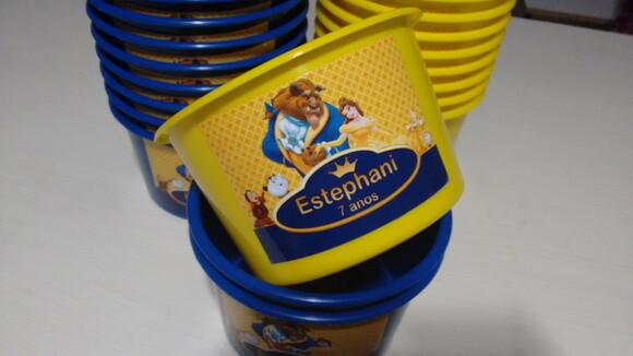 Balde de Pipoca Personalizado a Bela e a Fera
