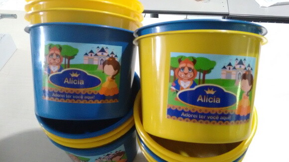 Balde de Pipoca Personalizado a Bela e a Fera Baby