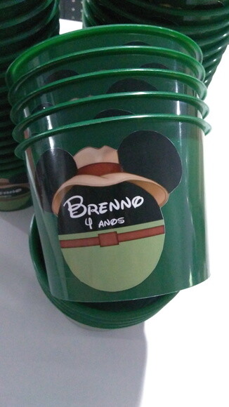 Balde de Pipoca Personalizado Mickey Safari