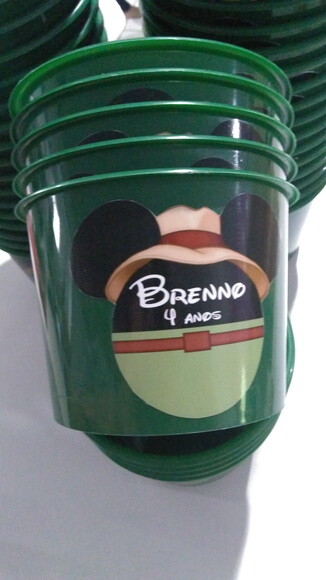 Balde de Pipoca Personalizado Mickey Safari