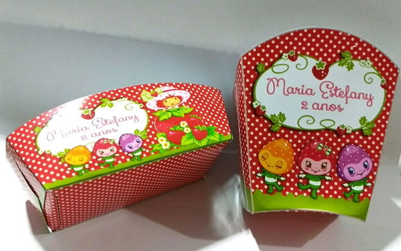 Caixa Batata e Mini Dog Personalizada Moranguinho