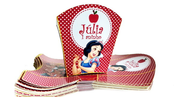 Caixa de Batata Frita Personalizada Branca de Neve
