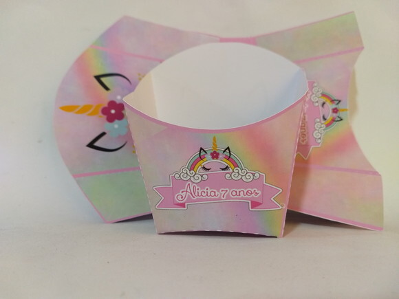 Caixa de Batata Personalizada Unicornio