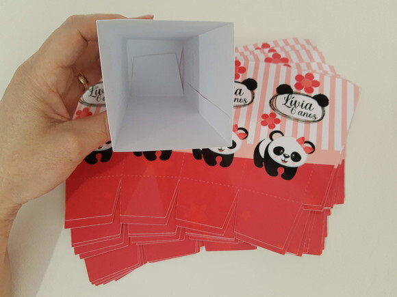 Caixa de Pipoca Personalizada Urso Panda