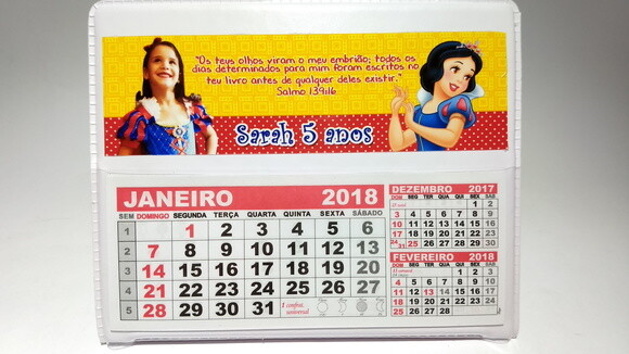 Calendario de mesa branca de neve