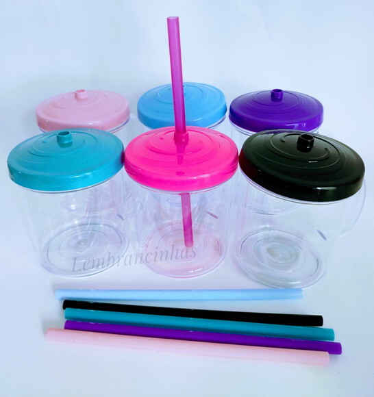 Caneca Acrilica com Canudo
