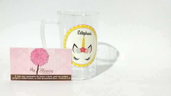 Caneca acrilica personalizada unicornio,