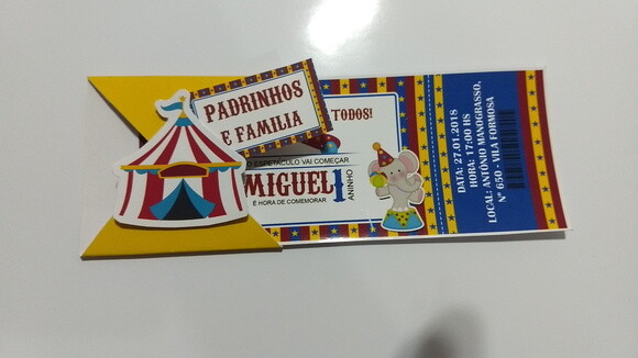 Convite ingresso circo
