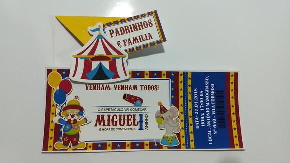 Convite ingresso circo