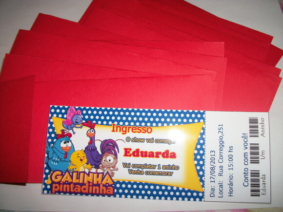 Convite  Ingresso Galinha Pintadinha