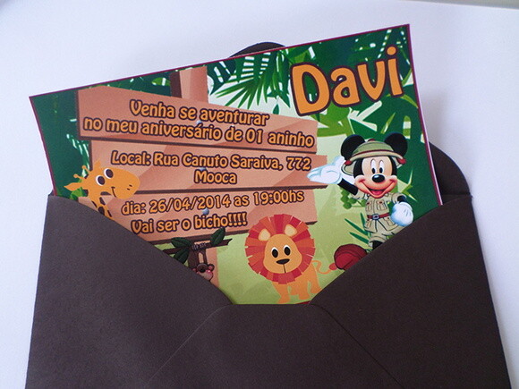 Convite mickey safari
