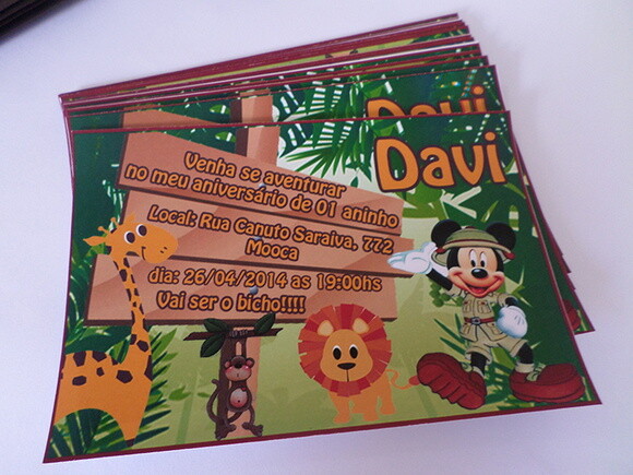 Convite mickey safari