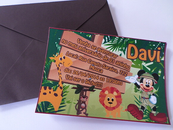 Convite mickey safari