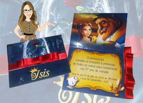 Convite personalizado a bela e a fera
