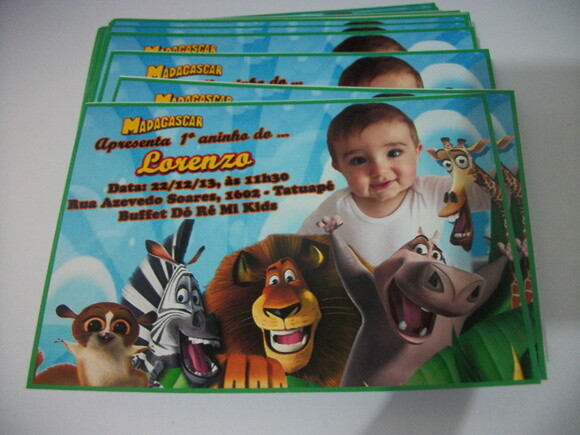 Convites Personalizados madagascar
