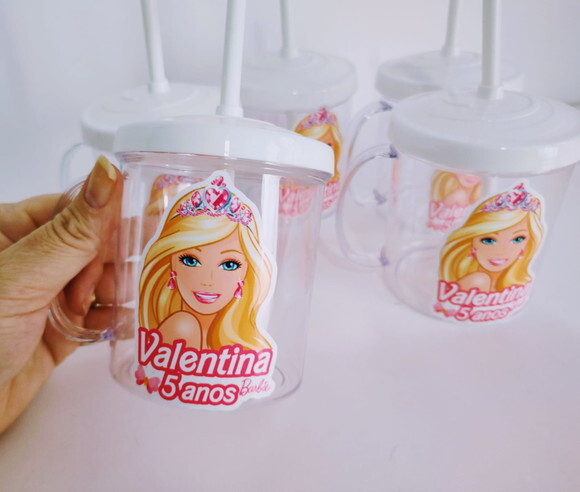Copo Canudo Personalizado Barbie