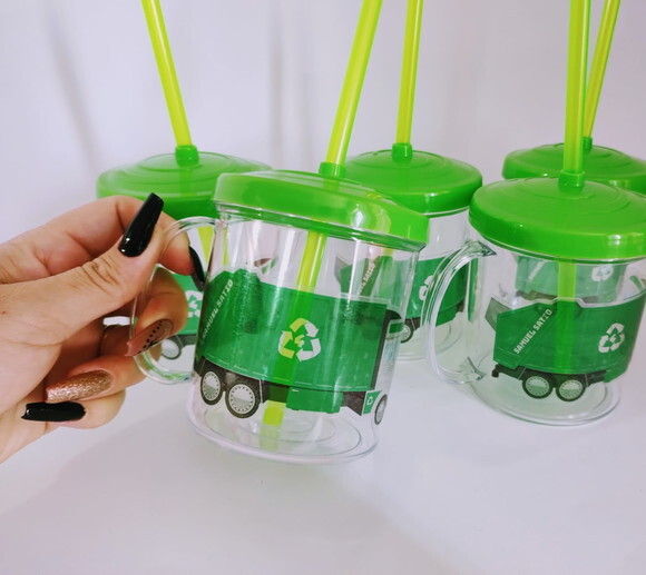 Copo Canudo Personalizado Coletor de Lixo