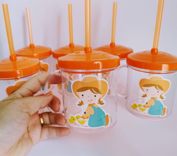 Copo Canudo Personalizado Fazendinha