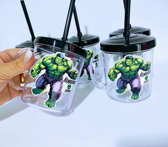 Copo Canudo Personalizado Hulk