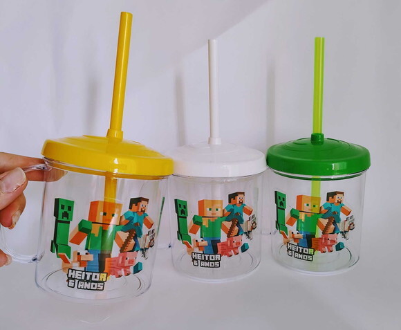 Copo Canudo Personalizado Minecraft