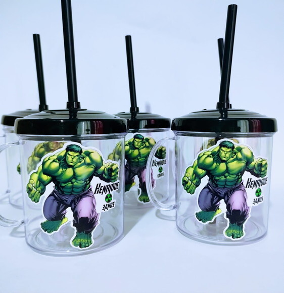 Copo Canudo Personalizado Hulk