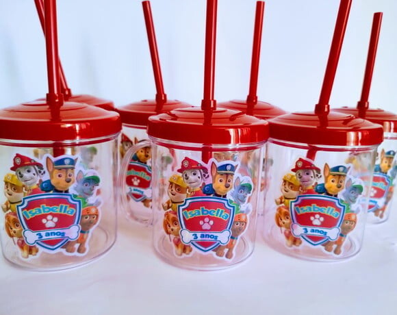 Copo Canudo Personalizado Patrulha Canina
