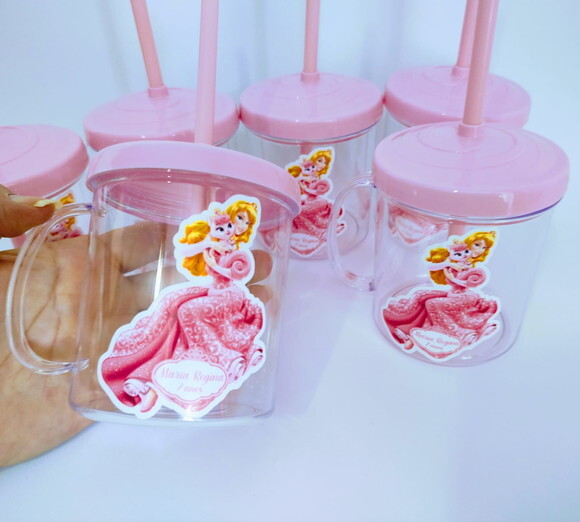 Copo Canudo Personalizado Princesa Aurora
