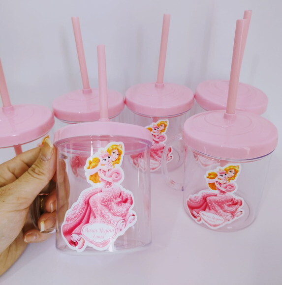 Copo Canudo Personalizado Princesa Aurora