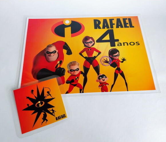 Jogo Americano Personalizado os Incríveis com Porta Copo