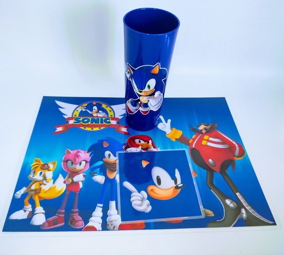 Jogo Americano Personalizado Sonic com Copo
