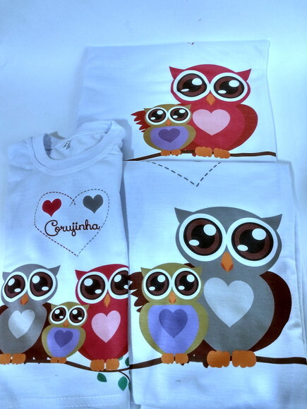 kit 3 Camiseta personalizada coruja