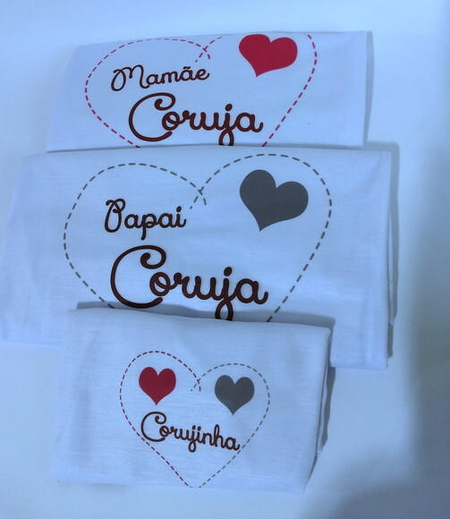 kit 3 Camiseta personalizada coruja