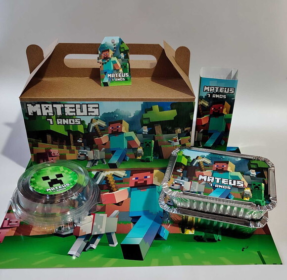 Kit Caixa Festa na Escola Minecraft