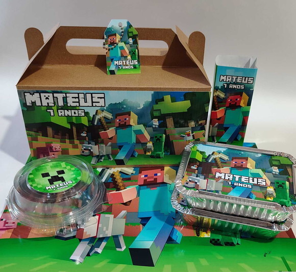 Kit Caixa Festa na Escola Minecraft