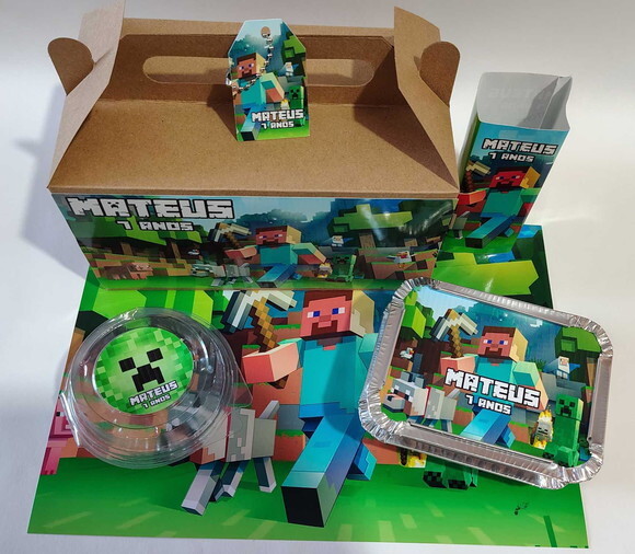Kit Caixa Festa na Escola Minecraft