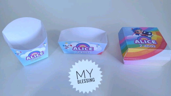 Kit Caixas de Batata, Mini Dog e Hambúrguer Personalizadas