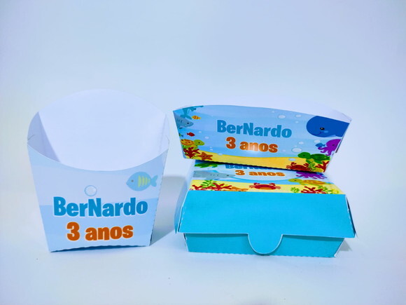 Kit Caixas Hambúrguer, Batata e Mini Dog Personalizadas