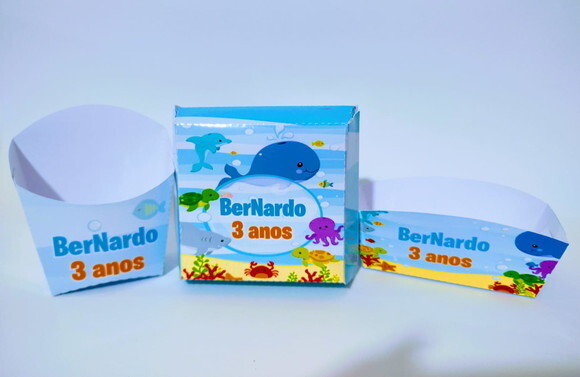 Kit Caixas Hambúrguer, Batata e Mini Dog Personalizadas