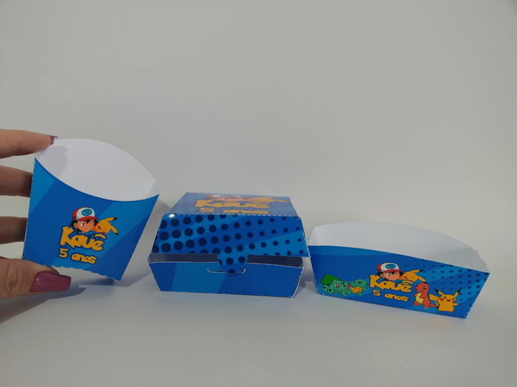 Kit Caixas Hambúrguer, Batata e Mini Dog Personalizadas