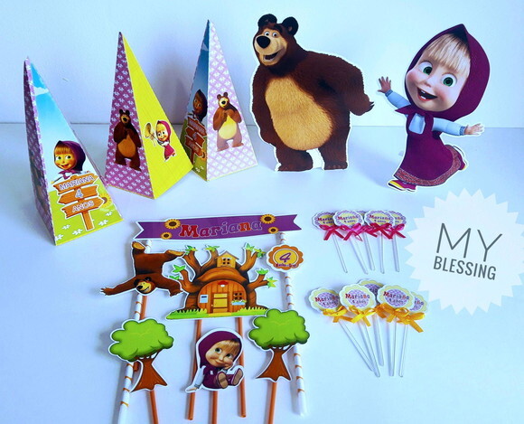 Kit Só Um Bolinho para Mesversario Mascha e Urso