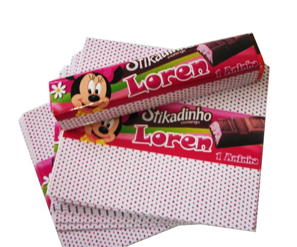 Rótulos Chocolate Stikadinho Personalizado Minnie